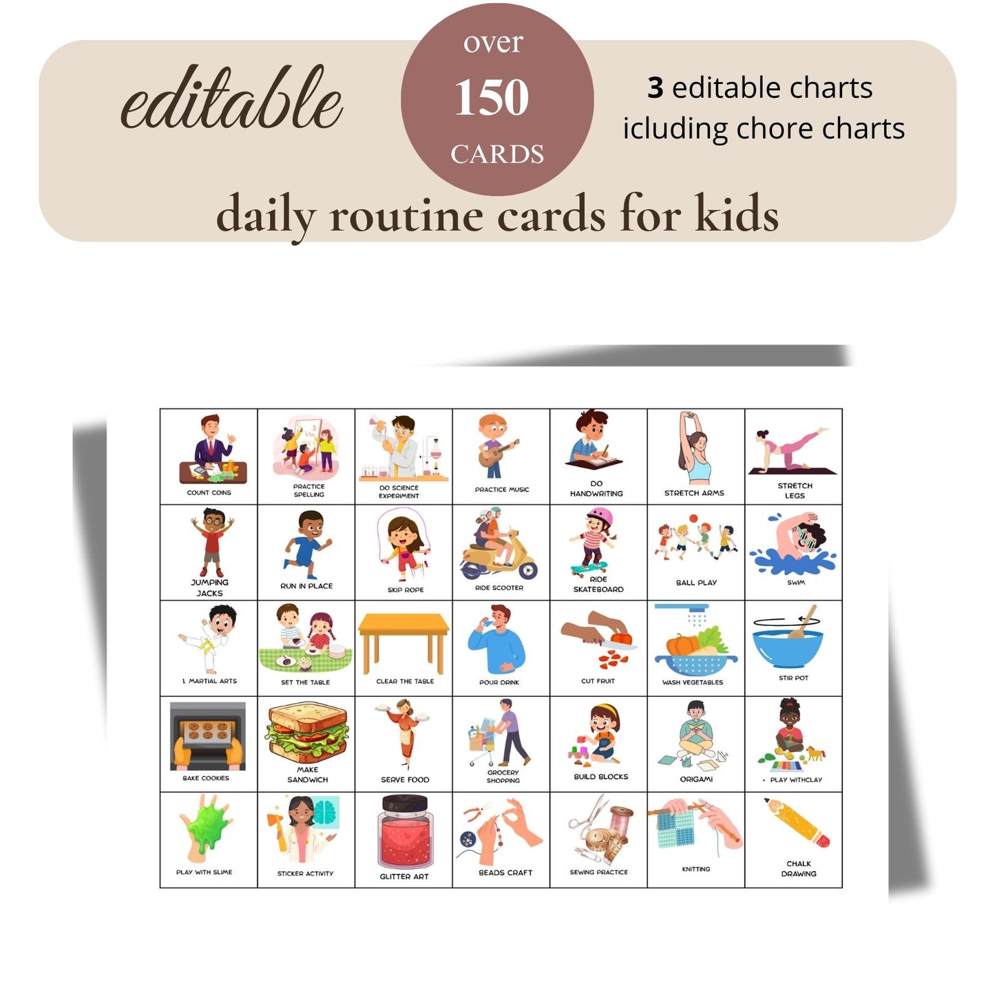 editable routine flip chart